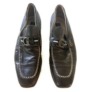 GORDON RUSH Brown Leather Grosgrain Bit Loafer